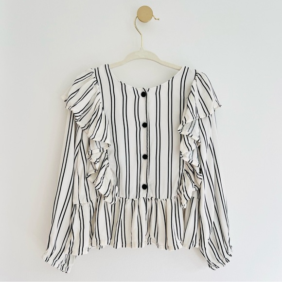 Jessica Simpson Kids Black and White Embroidered Striped Blouse - Girls 3T - Picture 3 of 5